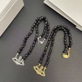 Westwood Vivienne 經典土星黑瑪瑙項鍊星球鎖骨鏈