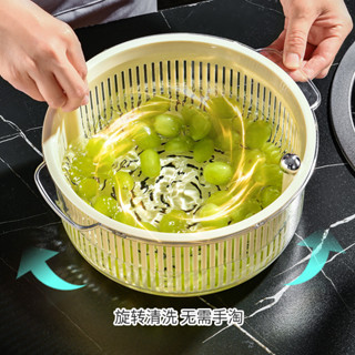 【人氣推薦】旋轉瀝水籃家用果盤水果蔬菜清洗神器廚房多功能洗菜籃洗菜盆收納 居家 日式 生活 小物 懶人 桌面 整理