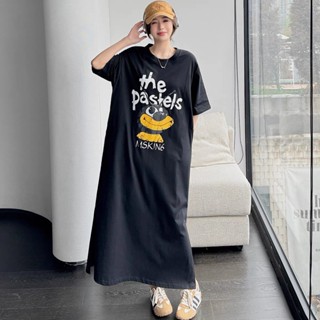 睡裙女 oversize 韓版ins風睡衣短袖寬鬆網紅大尺碼可外穿長裙 女版居家睡衣裙