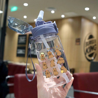🔥現貨 卡通兒童水杯 550ml兒童水瓶 卡皮巴拉水壺 兒童水壺 水瓶 水杯 吸管水壺 幼稚園水壺