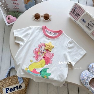 25-04新品發佈 促銷 直髮 100純棉夏季新款卡通洋氣中小兒童女可愛重工立體短袖T恤上衣