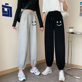 《現貨下單》灰色運動褲女寬鬆束口褲子春秋夏薄款顯瘦1/2件新款ins潮休閒棉褲2.寬褲女長褲 寬褲女褲子女長褲女直筒女生