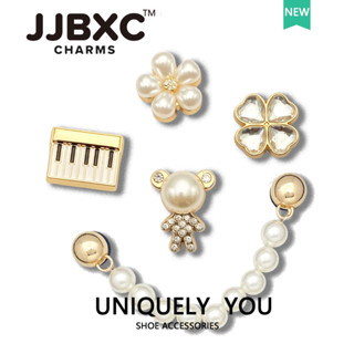 JJBXC 洞洞鞋 鞋釦 金屬鞋花 鞋配飾 合金鋼琴 鑽石四葉草 花朵 珍珠鏈條 DIY時尚鞋附件