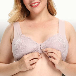 哺乳內衣 內衣 加大尺碼內衣無鋼圈內衣前扣無痕背心蕾絲胸罩美背大尺碼內衣哺乳內衣