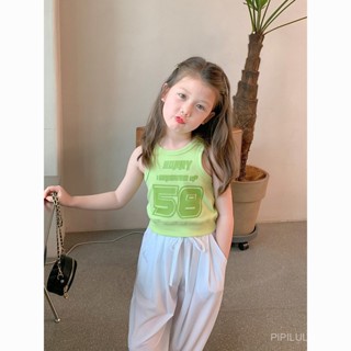 PIPILULU.KIDS女童夏季背心2025新款兒童洋氣無袖T恤寶寶夏裝薄款純棉上衣外穿舒適 2025 歐美韓版新款潮