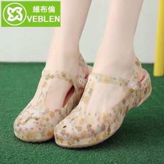 💥臺灣出貨#VEBLEN正品加厚軟底洞洞鞋女夏季旅遊防滑果凍鞋沙灘鞋女士涼拖鞋