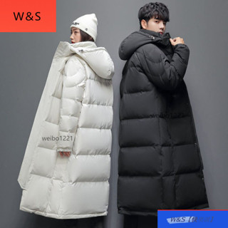 W&S 羽絨服男士中長款白鴨絨加厚韓版潮 情侶外套 韓國 風衣 大衣 長版大衣 男生衣著 羽絨外套