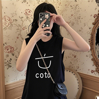 Chic☀純棉ins夏季新款背心女黑色韓版寬鬆網紅設計感休閒無袖T恤上衣潮 女生背心 小可愛上衣 女裝無袖衫 短袖背心