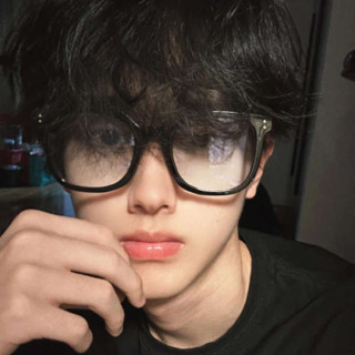 黑框眼鏡 半框眼鏡 眼鏡防滑 無框眼鏡 眼鏡框 半匡眼鏡 防藍光輻射方形黑框眼鏡男款潮痞帥大框素顏神器無度數平光鏡近視