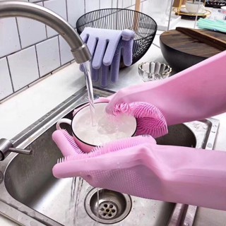 廚房洗碗手套洗碗刷清潔神器家用洗碗矽膠耐高溫家務清潔手套
