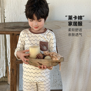 【HOT 本舖】童裝 秋季新品森系萊卡棉兒童家居服男女中大童內衣套裝秋衣秋褲睡衣