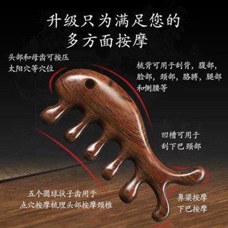 按摩多功能檀木經絡按摩梳子頭部頭皮大齒檀木整木梳子按摩梳脫髮20250411