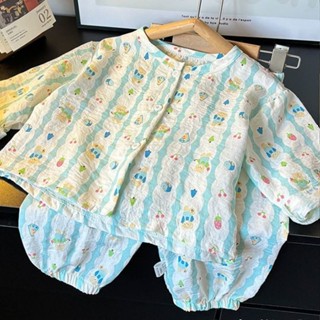 [居家必備]女童居家服夏天舒適兒童夏季家居服套裝男童女童卡通可愛睡衣長袖長褲印花空調服正韓童裝5