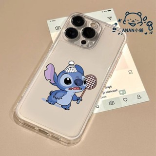 ins羽毛球史迪仔適用於蘋果16PRO手機殼iPhone15/14情侶13mini透明11全包7p卡通xsmax防摔軟殼