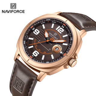 NAVIFORCE NF8078 高品質男手錶 PU 錶帶日曆品牌男士石英手錶自動日期顯示防水時鐘