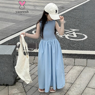 【YAOEENH】130-170CM 夏季女童韓版法式公主裙 中大童時尚洋氣洋裝 現貨 快速出貨