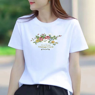 愛依依 短袖T恤 白T恤 印花上衣 M-2XL新款寬鬆大碼女裝常規圓領印花上衣學生T恤-3575.