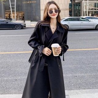 ❤️臺灣新品❤️鞦鼕新款英倫氣質風衣女中長款小個子韓版大衣過膝顯瘦寬鬆外套潮熱賣中🎆🎆