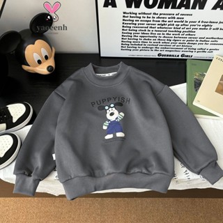 【YAOEENH】80-160 春秋款男女童圓領韓版連帽寬鬆上衣 中大童洋氣卡通運動大學T 現貨 快速出貨