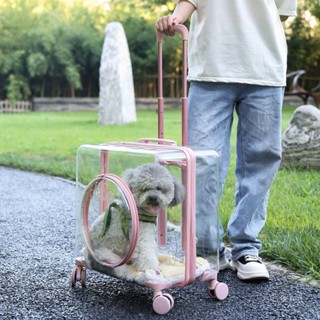 『 MUU 』寵物外出拉桿箱大容量車載兩隻輕便透氣貓咪太空艙行李箱便攜推車