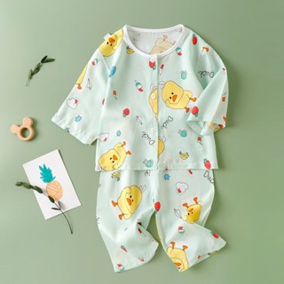 糖寶BABY品質童裝 【6897人收藏】夏季新款男女寶寶綿綢家居服套裝兒童薄款睡衣小外套嬰兒棉綢空調服