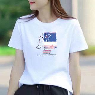 愛依依 短袖T恤 純色上衣 印花上衣 M-2XL韓版寬鬆白色打底衫百搭圓領T恤大碼上衣-3526.