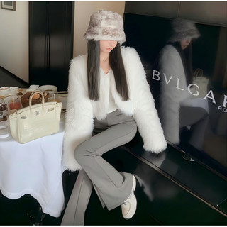 韓國秋冬季加厚超短仿狐狸毛皮草外套女氣質名媛甜美時尚毛絨上衣