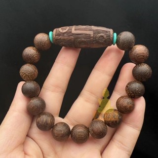 祈福 🙏🏻過香爐 12MM越南沉香木搭配楠木天珠手鍊佛珠念珠手鍊女情侶文玩手飾品 送禮 送人 免運