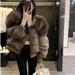 鼕季大尺碼復古設計感棉服女 新款時尚毛領加厚短版保暖棉服外套ny1103