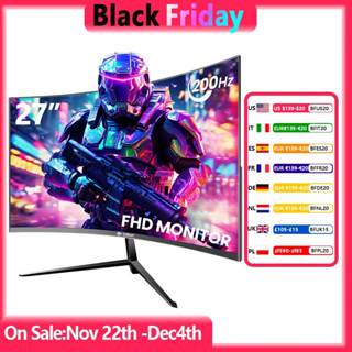 27英寸CRUA弧形遊戲顯示器200hz，PC螢幕全高清1080p，無邊框1800R計祘機顯示器，帶FreeSync和E