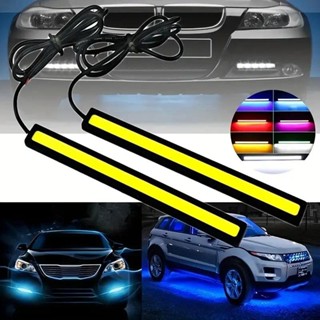 2 件裝燈泡汽車 COB 超級 17 釐米亮霧 DRL 10 LED 燈條日間行車燈條 12V 汽車內飾造型燈