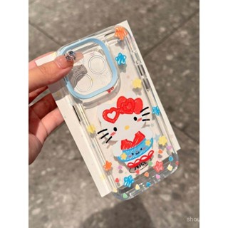 遊泳圈Hello Kitty透明太空殻適閤iphone手機殻AppliesiPhone 16 Pro Max/15/14