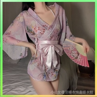 【✨臺灣熱賣】 和服日式情趣內衣浴袍套裝印花誘惑睡衣蝴蝶結製服性感日係新款 限時特賣117-1-A