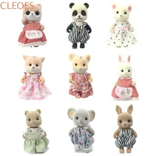 CLEOESGU森林家庭娃娃,模擬森林家族迷你兔熊玩具,微縮模型熊貓兔子玩具屋玩具兒童禮品