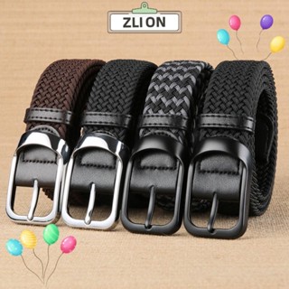 ZLION1鬆緊帶,不需要黑色的男士腰帶,復古的合金卡扣編織帶戶外運動
