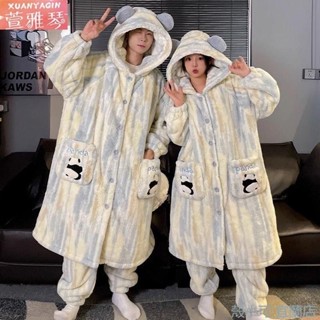 【臺灣出貨】情侶珊瑚絨睡袍男女款秋冬天加厚保暖冬季睡衣可愛卡通家居服套裝睡袍 冬天睡袍 情侶睡衣 男生睡衣 男睡衣