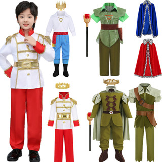 迪士尼童話彼得潘青蛙國王王子服裝兒童男孩皇家角色扮演嘉年華萬聖節生日派對衣服皇冠斗篷套裝