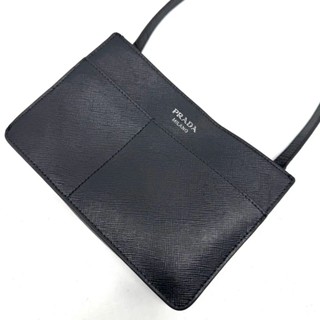 PRADA 肩背小包 肩揹包 Saffiano皮革 皮革 黑色 日本直送 二手