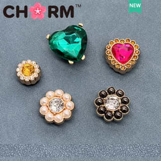 JIBBITZ cross metal charm 鞋釦 金屬鑽石花朵 珍珠花朵 鞋花 DIY時尚鞋附件
