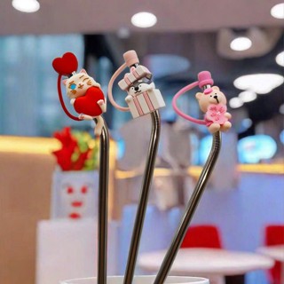適用於卡通星巴克矽膠吸管帽304不鏽鋼吸管創意系列防塵防蟲Suitable for cartoon Starbucks