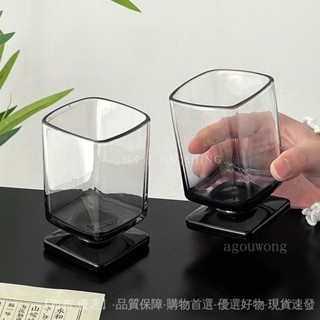 【良品】中古小眾設計漸變黑色玻璃盃ins風果汁盃氣泡水盃冰美式咖啡盃子