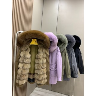 免運 抗寒-30度 韓國 東大門 代購 真羽絨 韓國東大門爆款 代購派克服女新款狐狸毛門襟獺兔毛內膽可拆卸皮草外套大衣