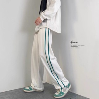 《現貨下單》白色褲子女2023春夏季新款休閒運動褲學生韓版寬鬆百搭直筒寬褲