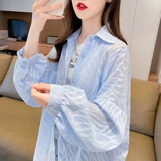 MOMO長袖襯衫防曬衣女夏季2025新款大碼寬鬆薄款透氣開衫外套上衣DYJ☆