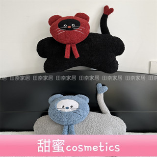 【甜蜜cosmetics】ins卡通貓咪毛絨抱枕客廳沙髮靠墊複古小貓趴姿午睡枕床頭腰靠枕
