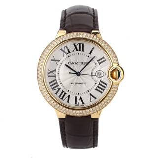 Cartier 卡地亞藍氣球系列18K黃金後鑲鑽/皮帶男表W6900551
