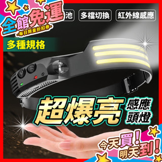 【蝦皮隔日到貨】超爆亮感應頭燈 燈條 頭燈 釣魚頭燈 跑步頭燈 戶外頭燈 頭戴式燈光 充電式頭燈 工作頭燈 超亮頭燈