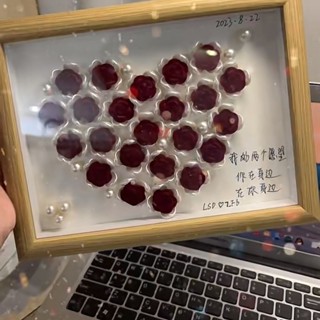 永生花植絨玫瑰花相框愛心相框七夕浪漫禮物diy手工22朵永生花毛絨玫瑰相框愛心相框生活20250516
