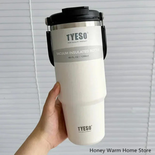 Tyeso 600ML 汽車咖啡杯保溫瓶帶吸管便攜式運動保溫真空瓶旅行熱水瓶