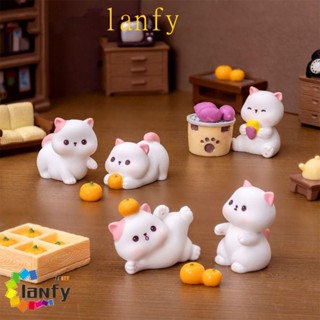 LANFY貓雕像微縮模型,卡通樹脂工藝品迷你貓咪飾品,動物雕像DIY工藝品可愛小貓雕像微景觀擺件